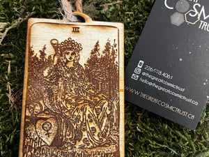 The Empress wooden tarot card hanging ornament (Rider Waite design)