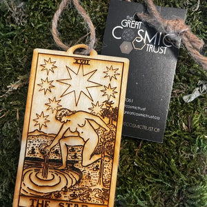 The Star wooden tarot card hanging ornament (Rider Waite design)